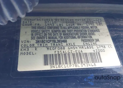 2011 Nissan Versa 1.8Sl from USA, damaged, VIN 3N1BC1CP7BL393468